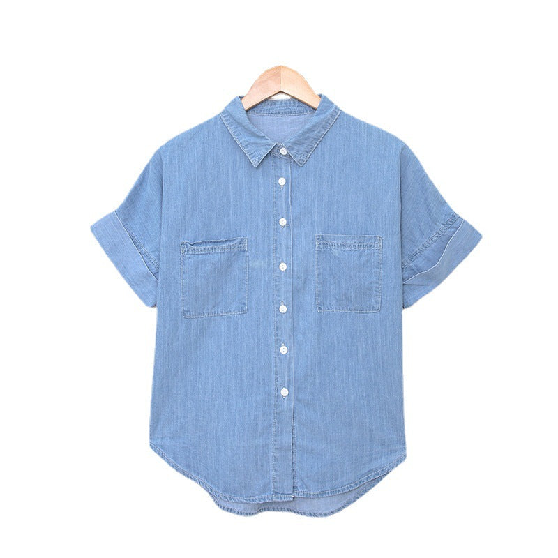 Casual All-matching Lapel Solid Color Simple Shirt
