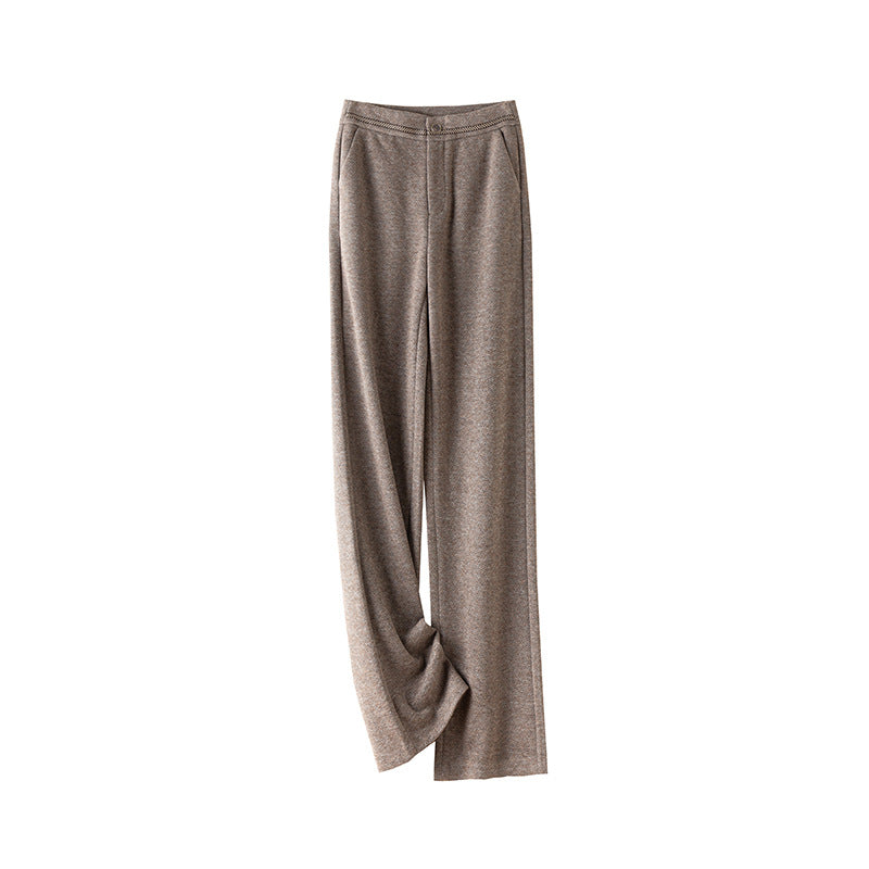 Herringbone Wool Soft And Thickened Woolen Pants Women's High Waist Wide Leg Pants