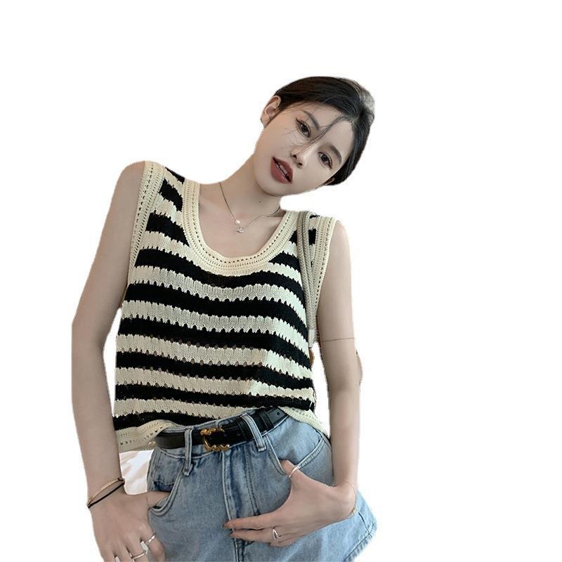 American Striped Knitted Camisole Vest