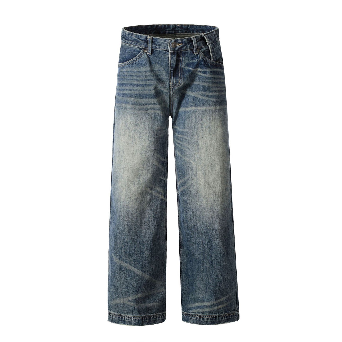 Men's American-style Retro Blue Loose Straight Jeans
