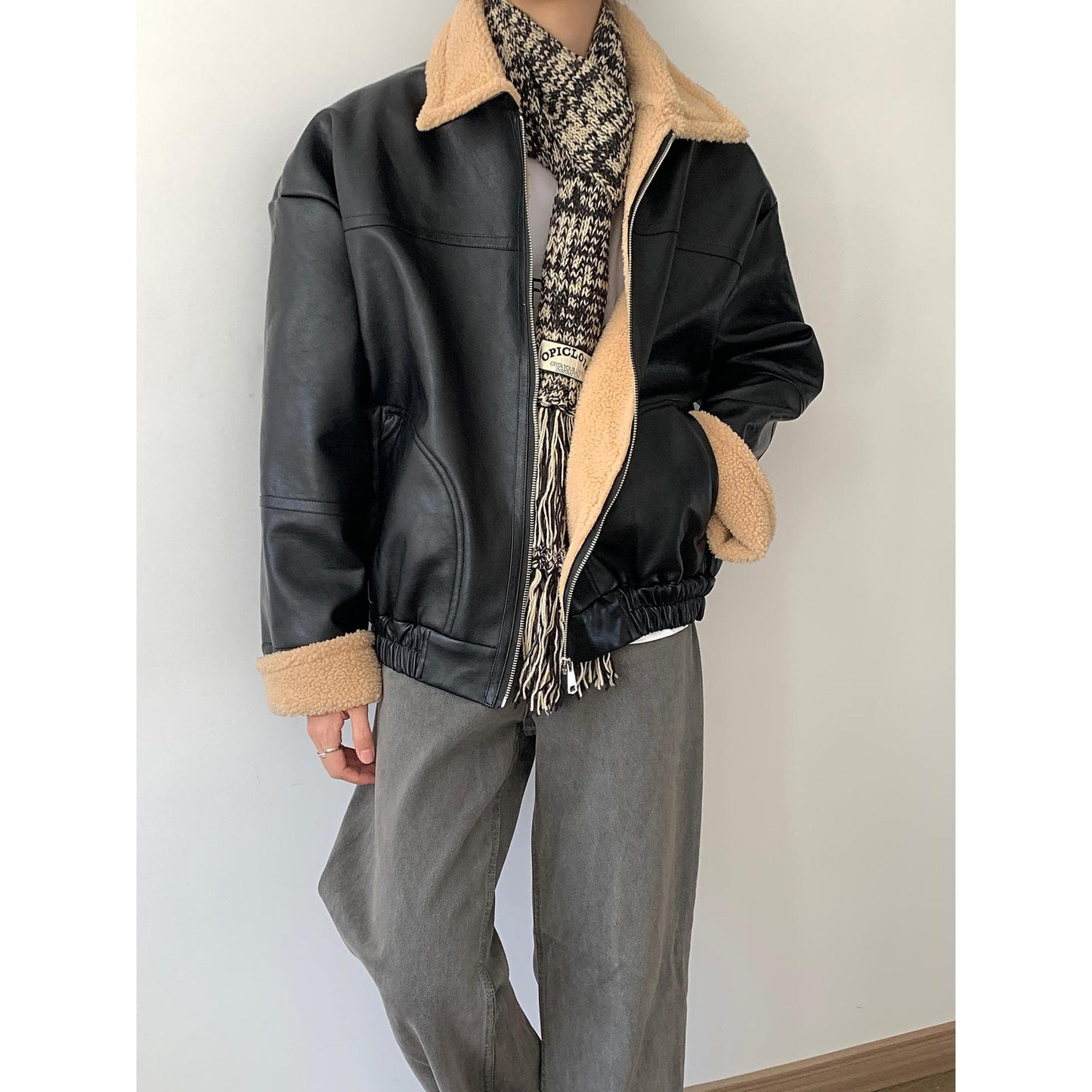Loose Men's Casual Fleece Lined Coat