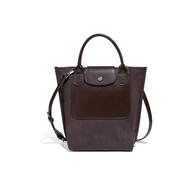 Women's Suede Stitching One-shoulder Bucket Bag