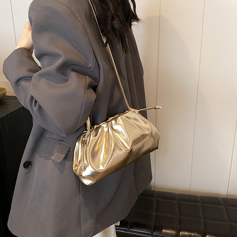 Advanced Texture Silver Dumpling Bag Fashion Shoulder Bag