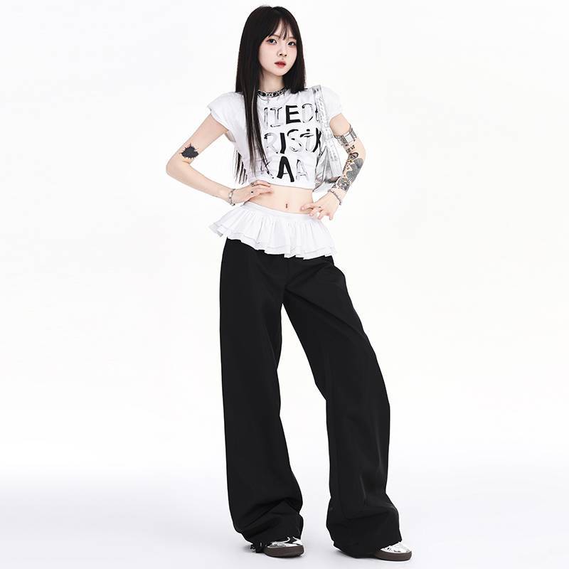 Design Ruffled Patchwork Casual Pants