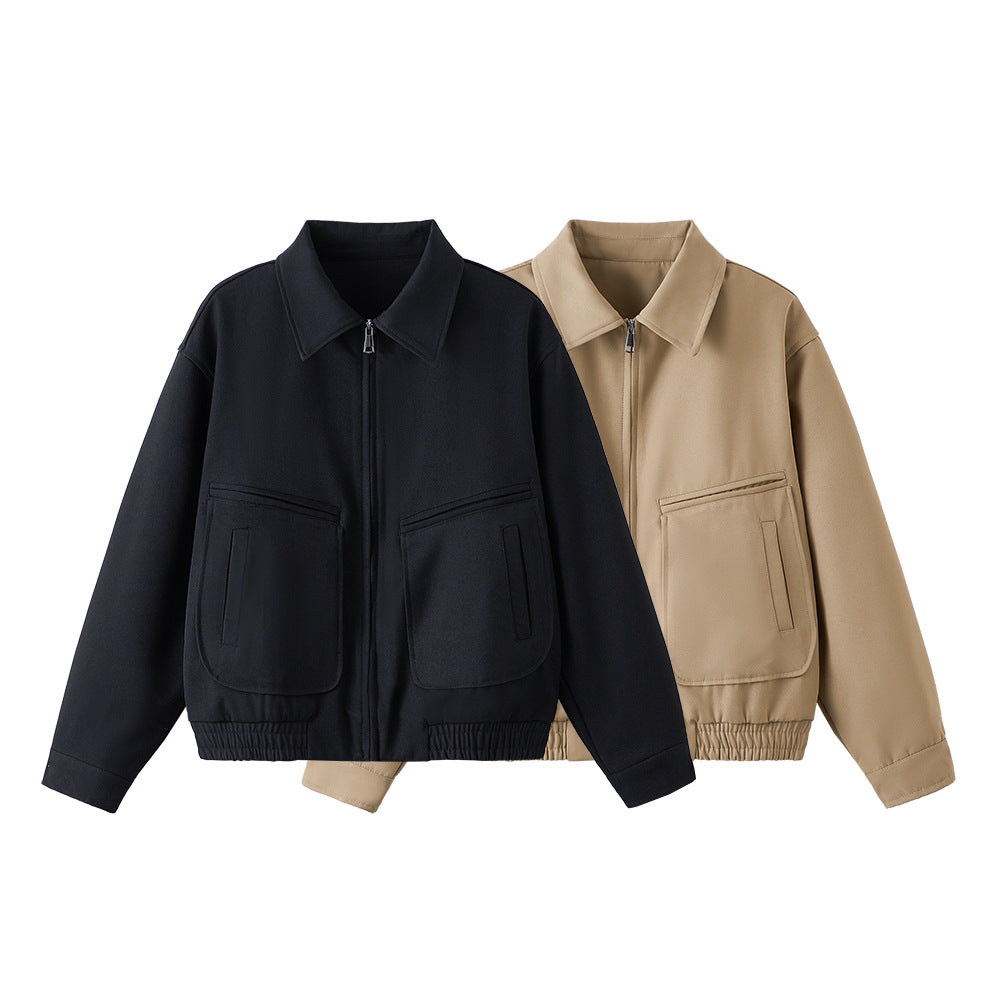 Retro Solid Color Loose And Simple Lapel Jacket Men