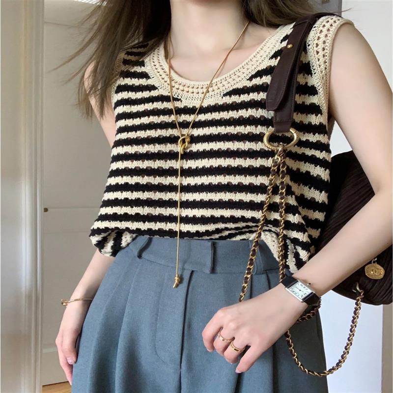 American Striped Knitted Camisole Vest