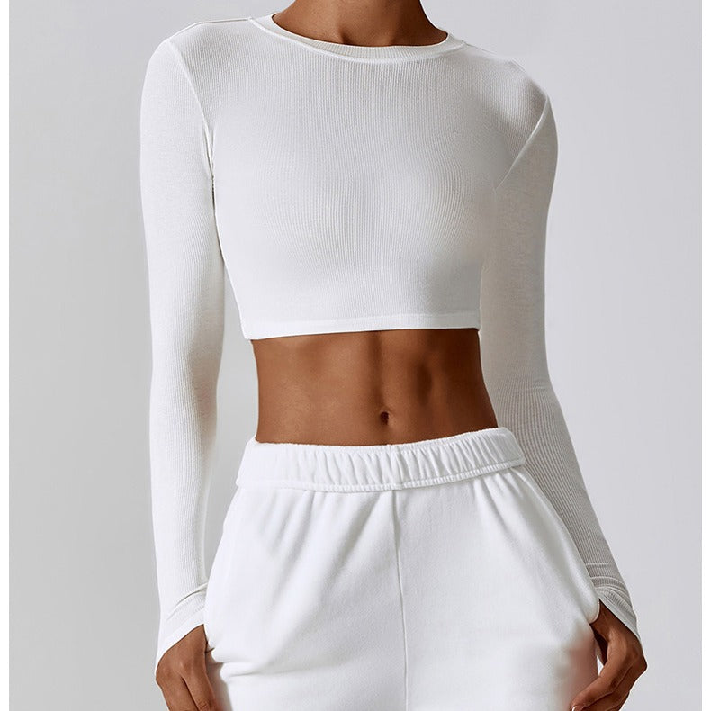 Threaded Short Yoga Clothes Women's Navel Slimming Top