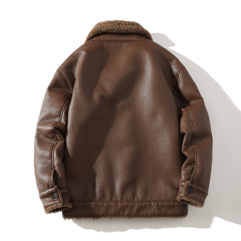 White Background Winter Velvet Padded Thickened Coat Men's Jacket