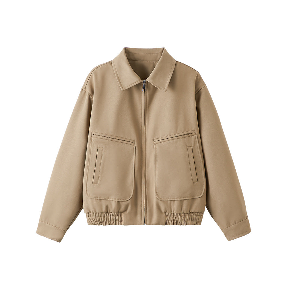 Retro Solid Color Loose And Simple Lapel Jacket Men
