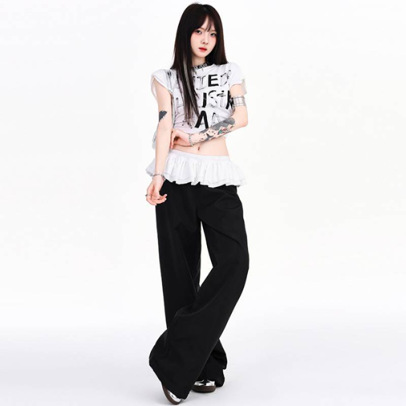 Design Ruffled Patchwork Casual Pants
