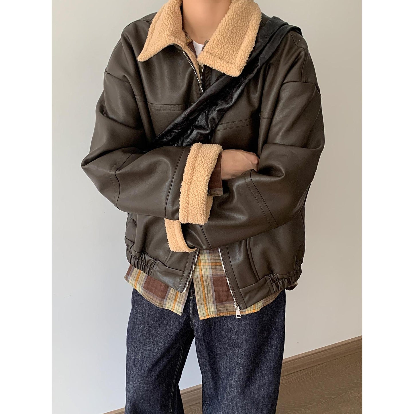 Loose Men's Casual Fleece Lined Coat