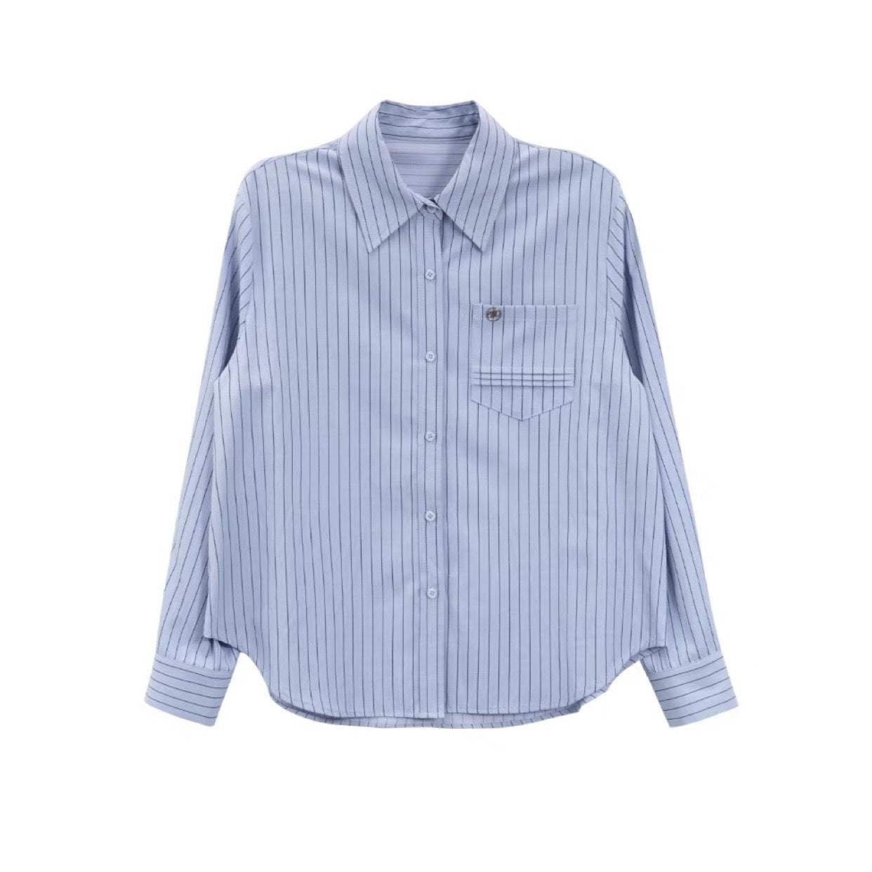 Blue Minimalist Preppy Shirt Women's Loose Slimming