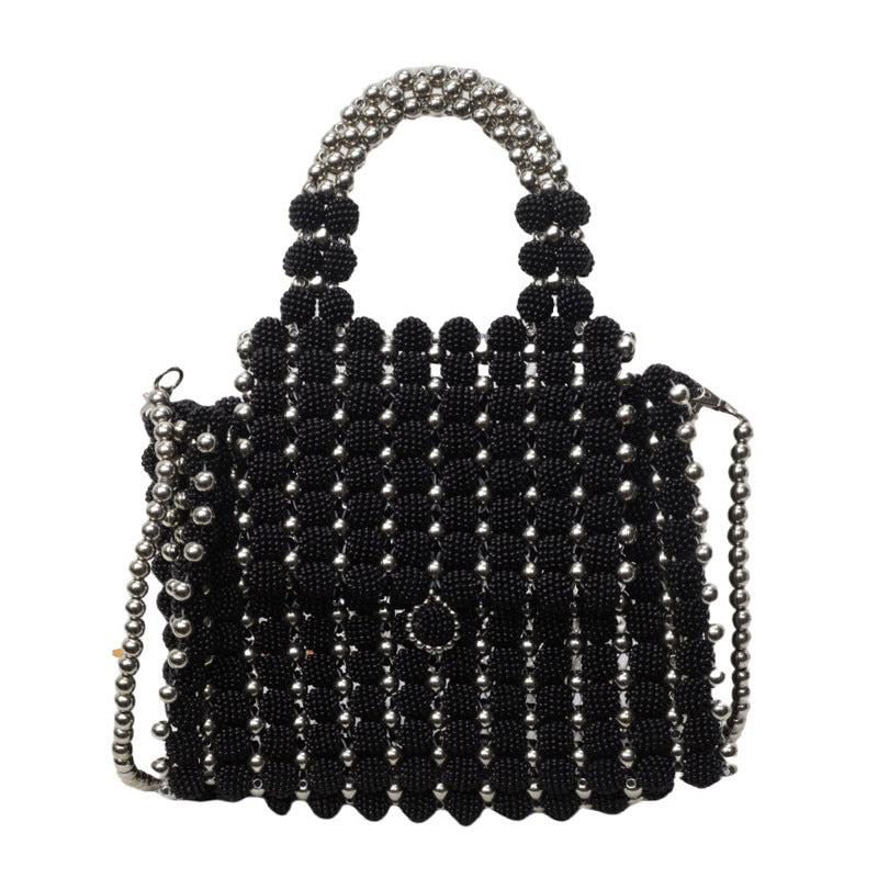 Dinner Dress Portable Beaded Weave Pearl Bag