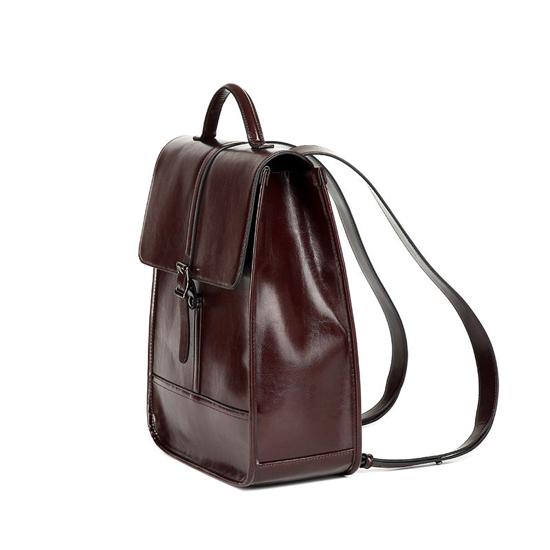 British Style Waterproof Leather Travel Backpack