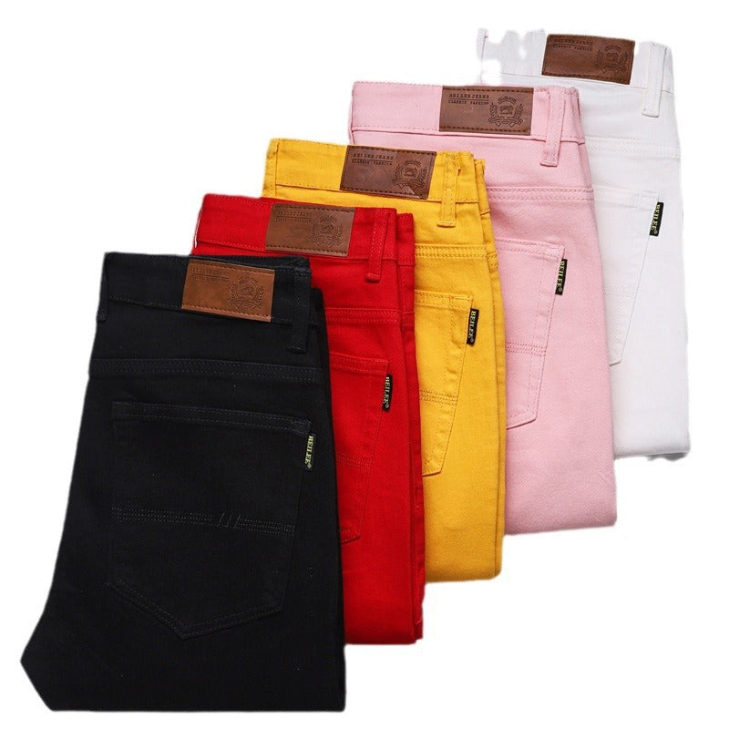 Slim Fit Stretch All-matching Mid Waist Casual Jeans