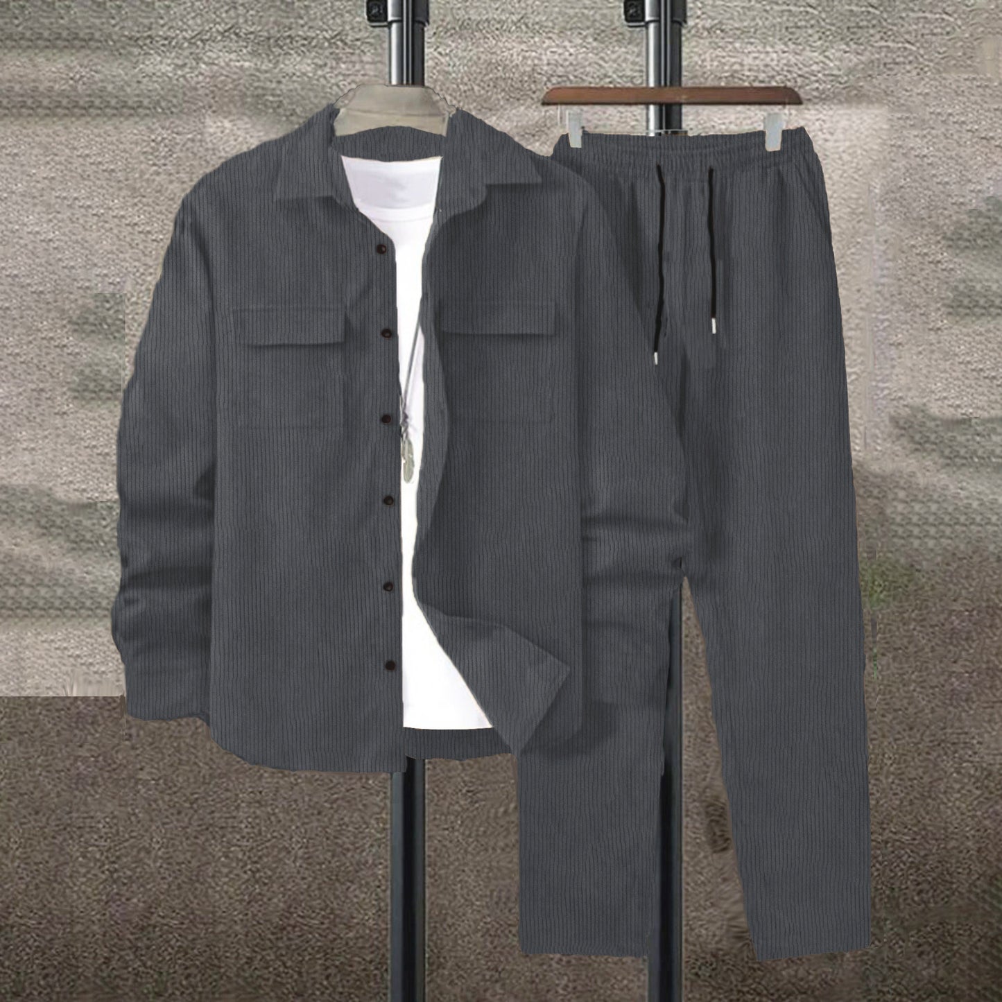 Simple Casual Men's Corduroy Suit
