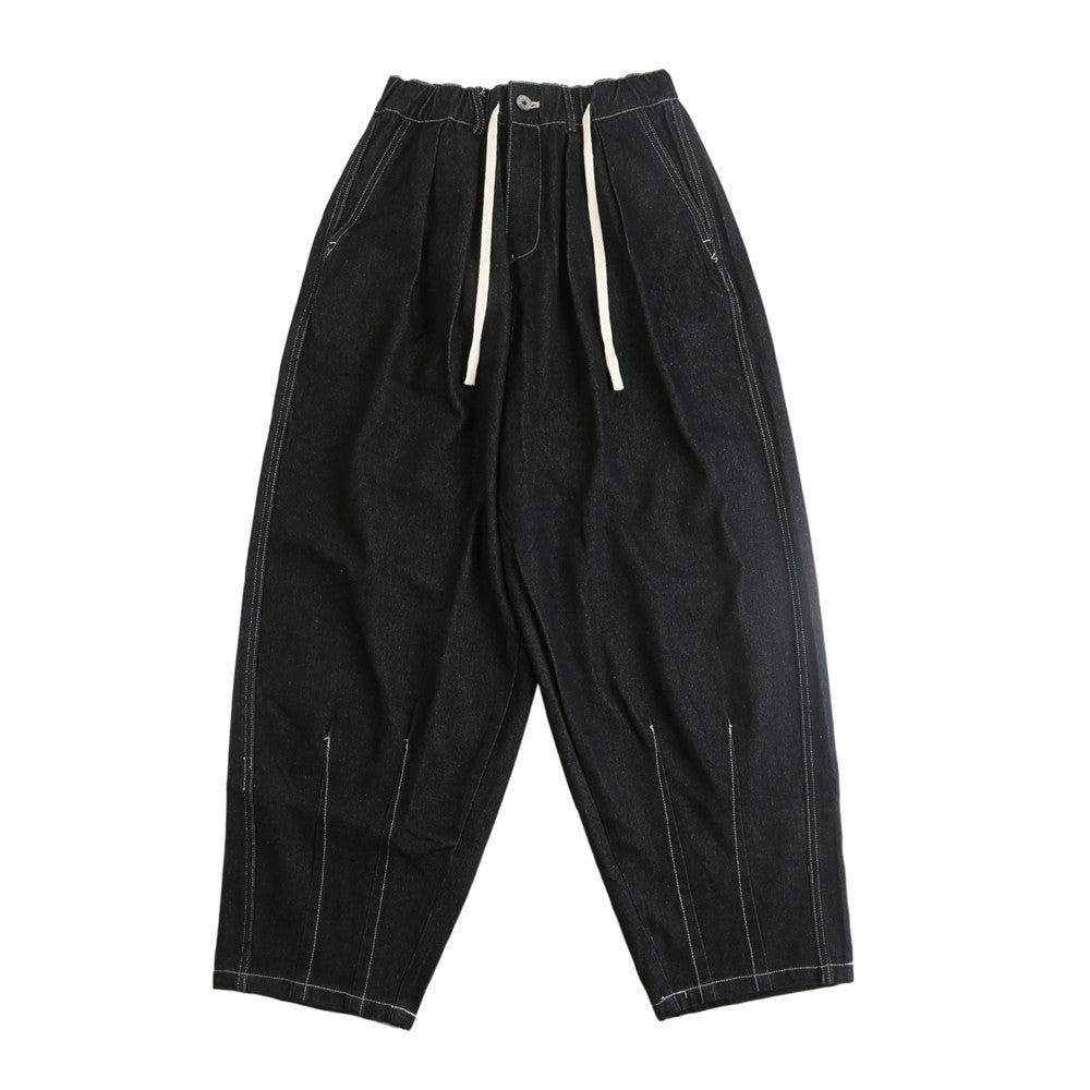 Tapered Wide-leg Workwear Jeans For Men