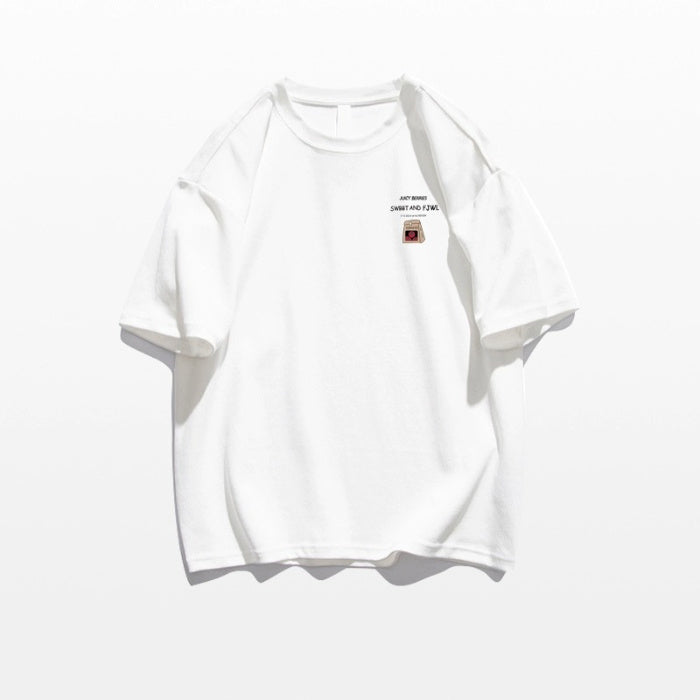 Loose Cotton Off-shoulder Short Sleeve White T-shirt