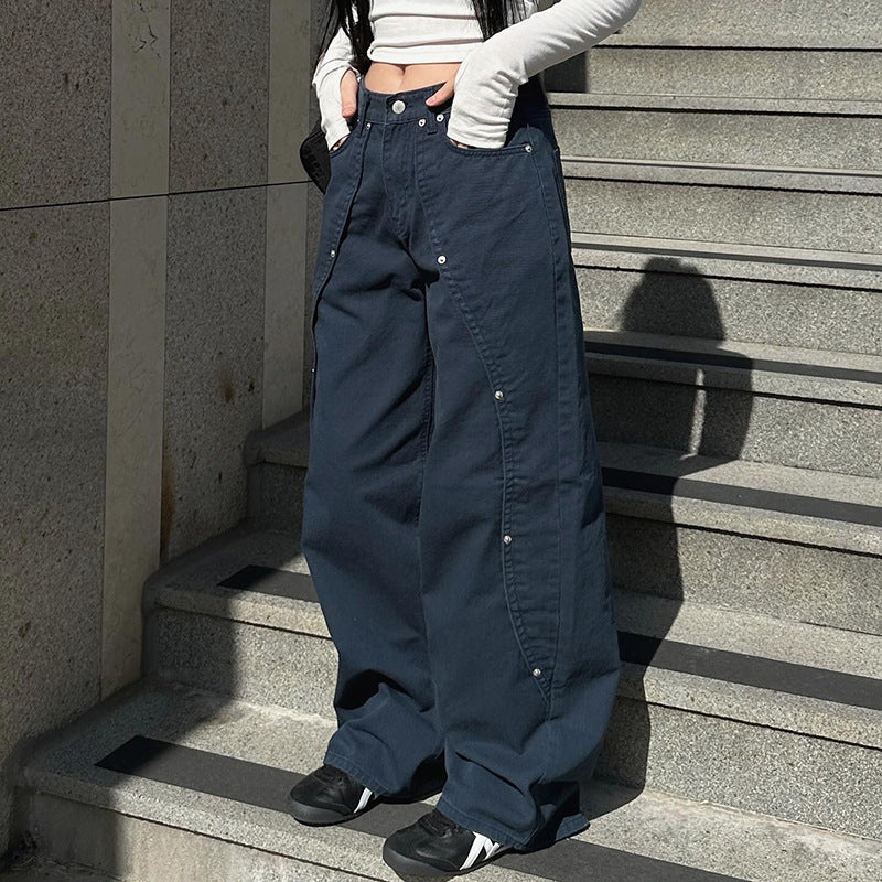 Women's Irregular Loose Straight Jeans