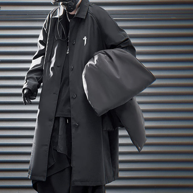 Detachable Shawl Trench Coat Two-piece Men's Loose Casual Mid-length Coat