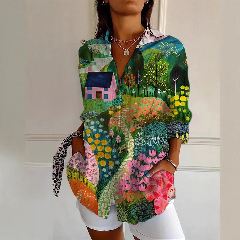 Long Sleeve Beach Travel Printed Shirt