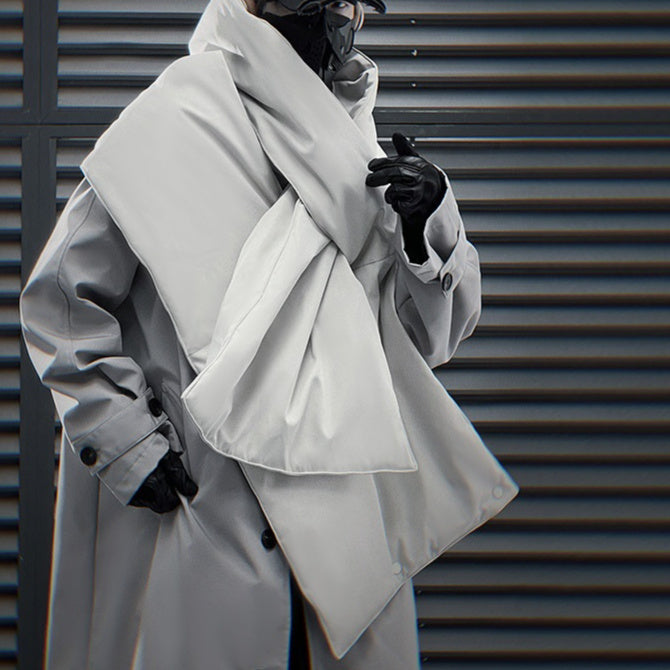Detachable Shawl Trench Coat Two-piece Men's Loose Casual Mid-length Coat