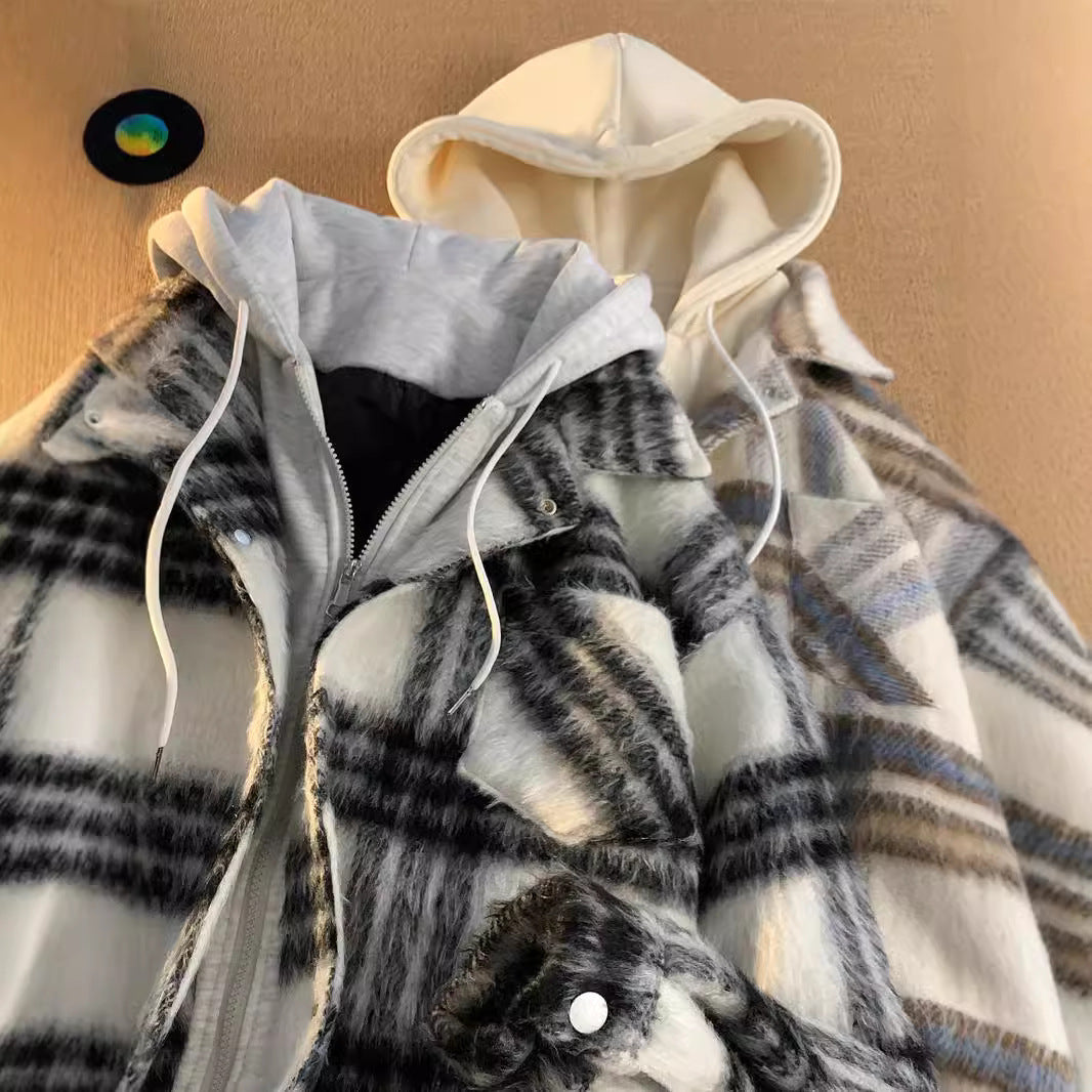 Fake Two-piece Couple Hooded Cotton Jacket
