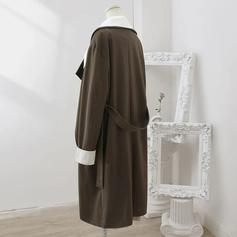 Double-layer Collar Fake Two-piece Long Sleeve Coat Overcoat