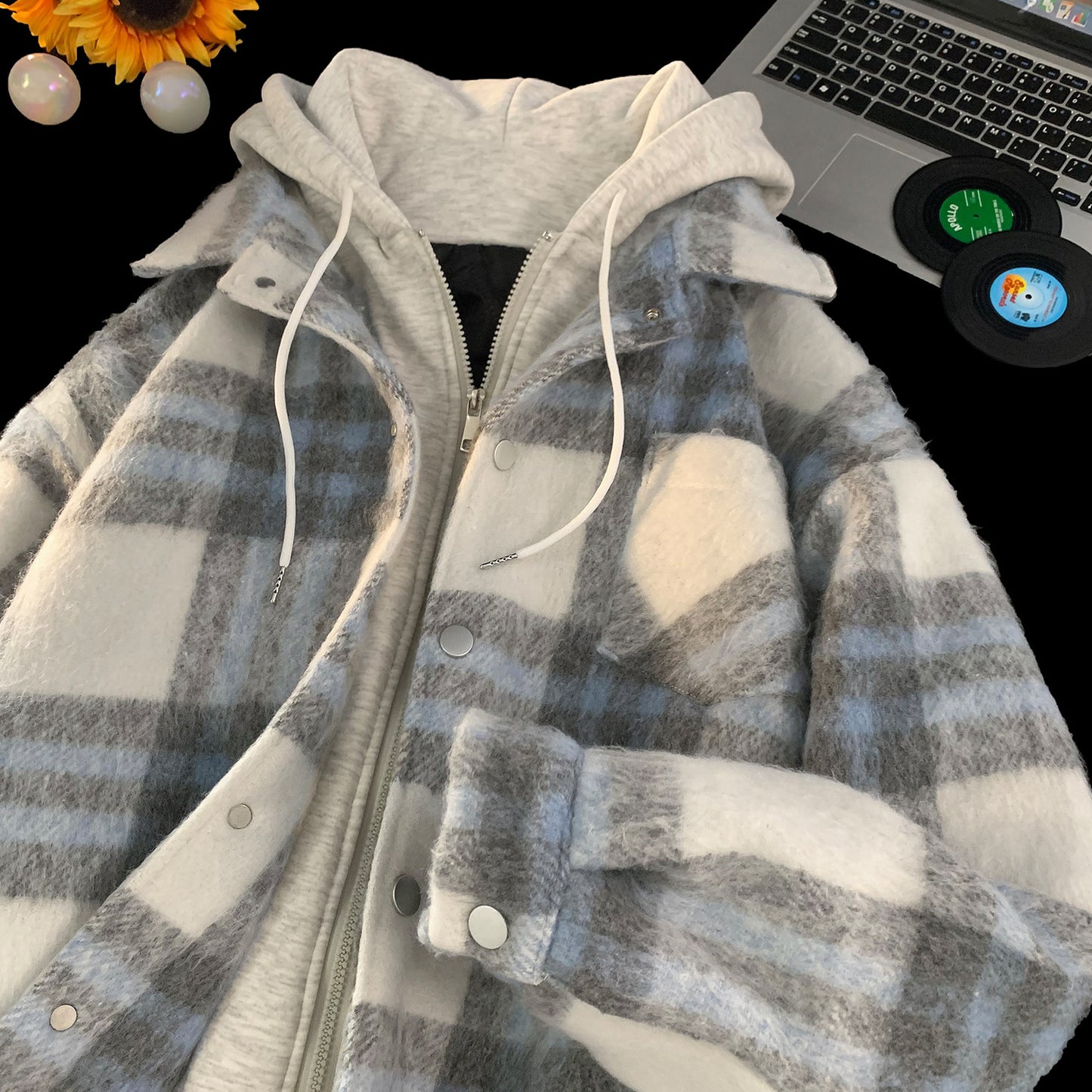 Fake Two-piece Couple Hooded Cotton Jacket
