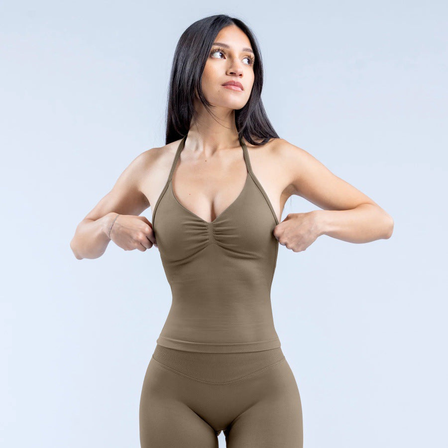 Sports Yoga Vest Not Midriff Outfit Underwear Female Sexy Halter