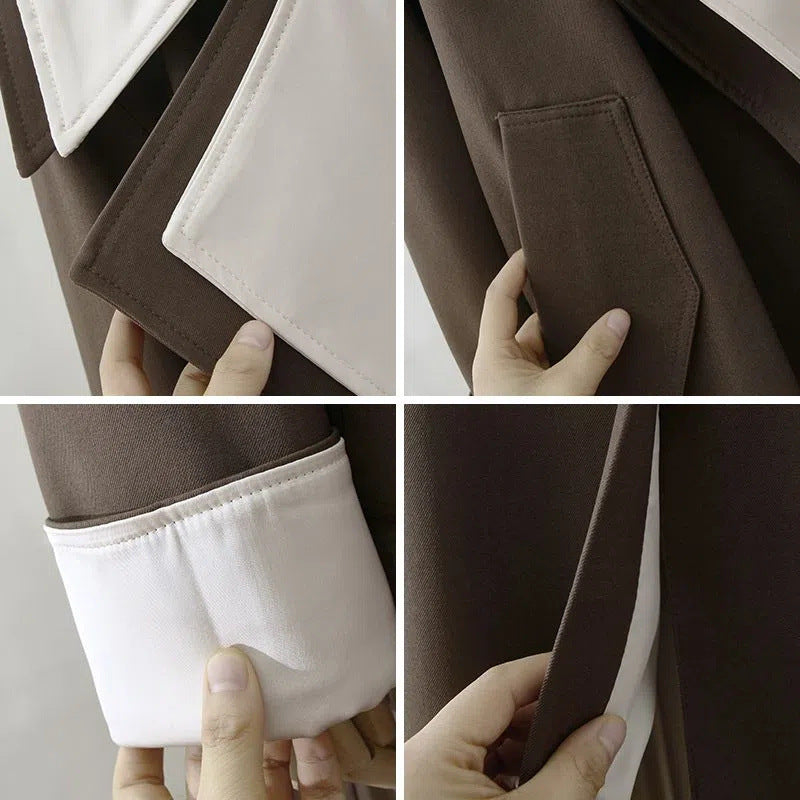 Double-layer Collar Fake Two-piece Long Sleeve Coat Overcoat
