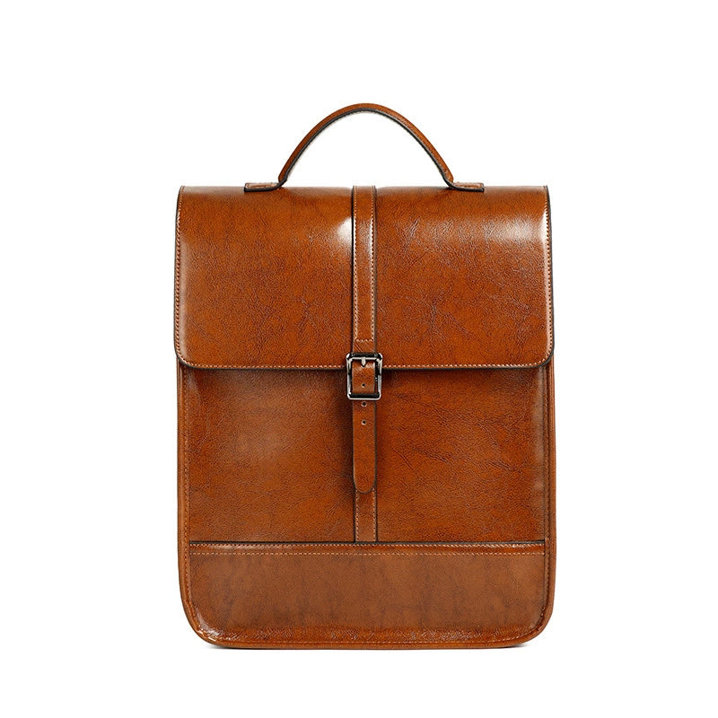 British Style Waterproof Leather Travel Backpack