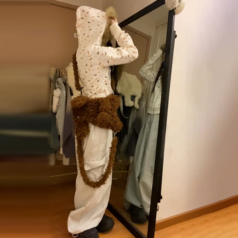 Loose Casual Cardigan American Retro Fur Collar Hoodie Coat