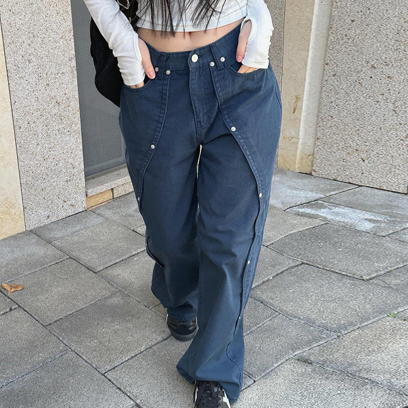 Women's Irregular Loose Straight Jeans