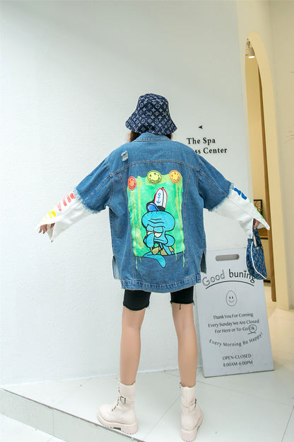 New Korean Style Heavy Industry Denim Jacket Women