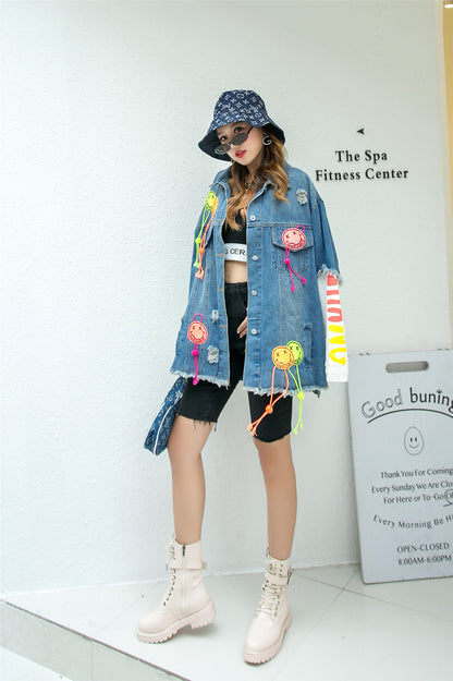 New Korean Style Heavy Industry Denim Jacket Women
