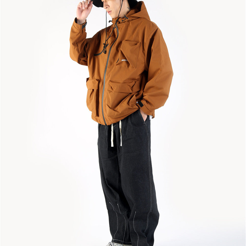 Tapered Wide-leg Workwear Jeans For Men