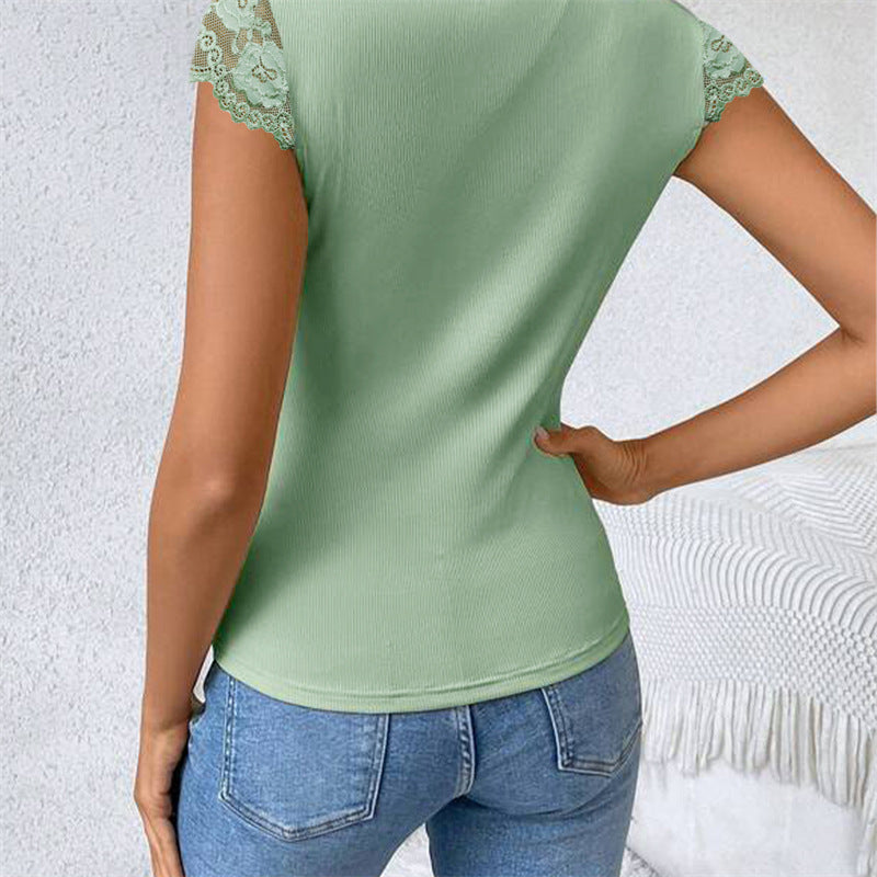 Temperament Wild Lace Lace-collared Blouse Women
