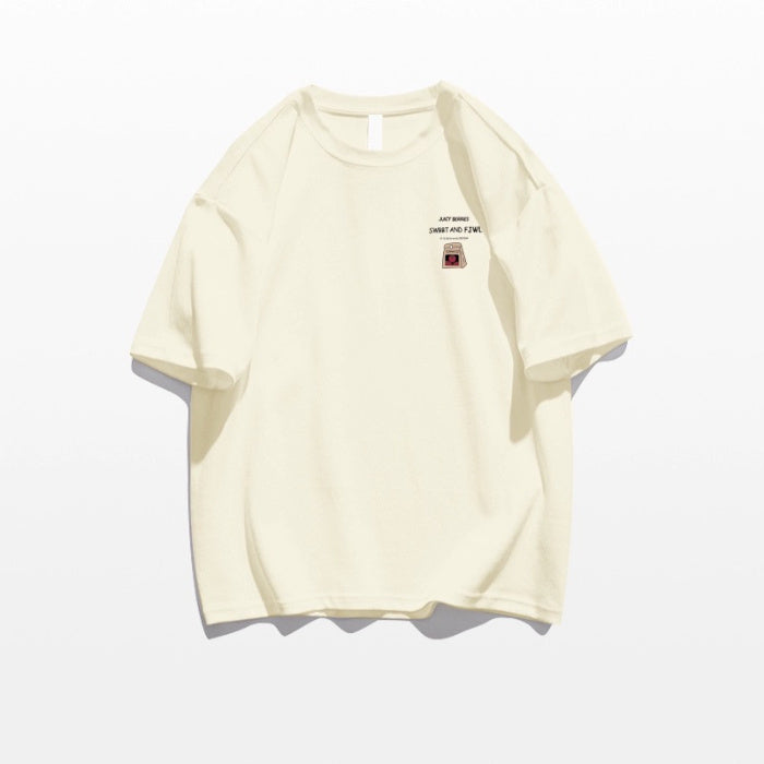Loose Cotton Off-shoulder Short Sleeve White T-shirt