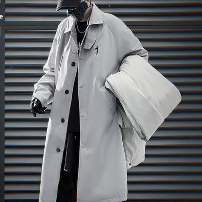 Detachable Shawl Trench Coat Two-piece Men's Loose Casual Mid-length Coat