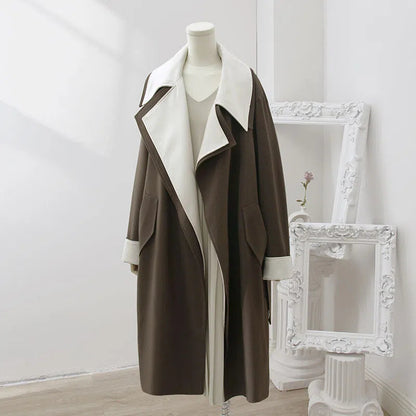 Double-layer Collar Fake Two-piece Long Sleeve Coat Overcoat