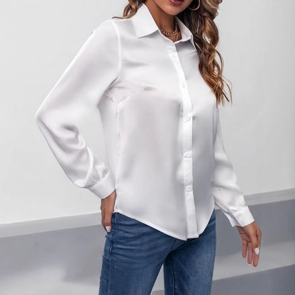 Women's Shirt Satin Silk-like Long Sleeve
