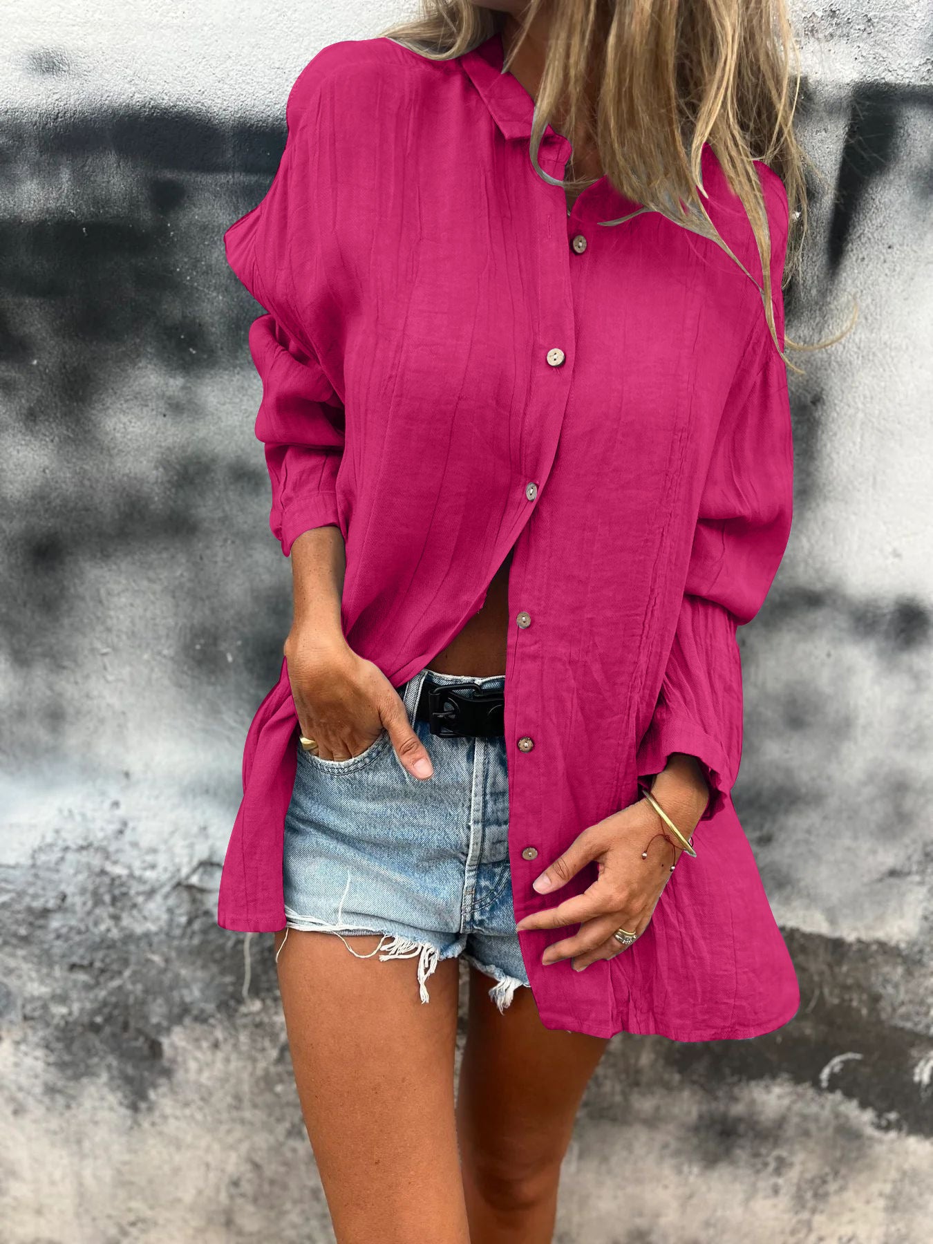 Women's Single Row Multi-buckle Shirt Top