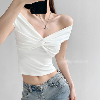 Pleated Kink Stacking Short Sleeve Comfortable Top