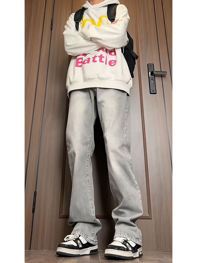 Black Casual Trousers Straight Micro-pull
