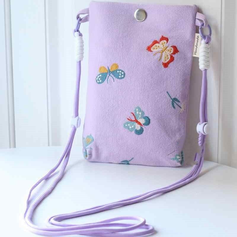 Butterfly Embroidered Crossbody Bag Storage And Carrying Coin Purse