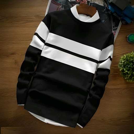 Men’s Black Color Block Full Sleeves T-Shirt – Stylish &amp; Comfortable
