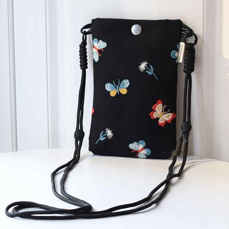 Butterfly Embroidered Crossbody Bag Storage And Carrying Coin Purse