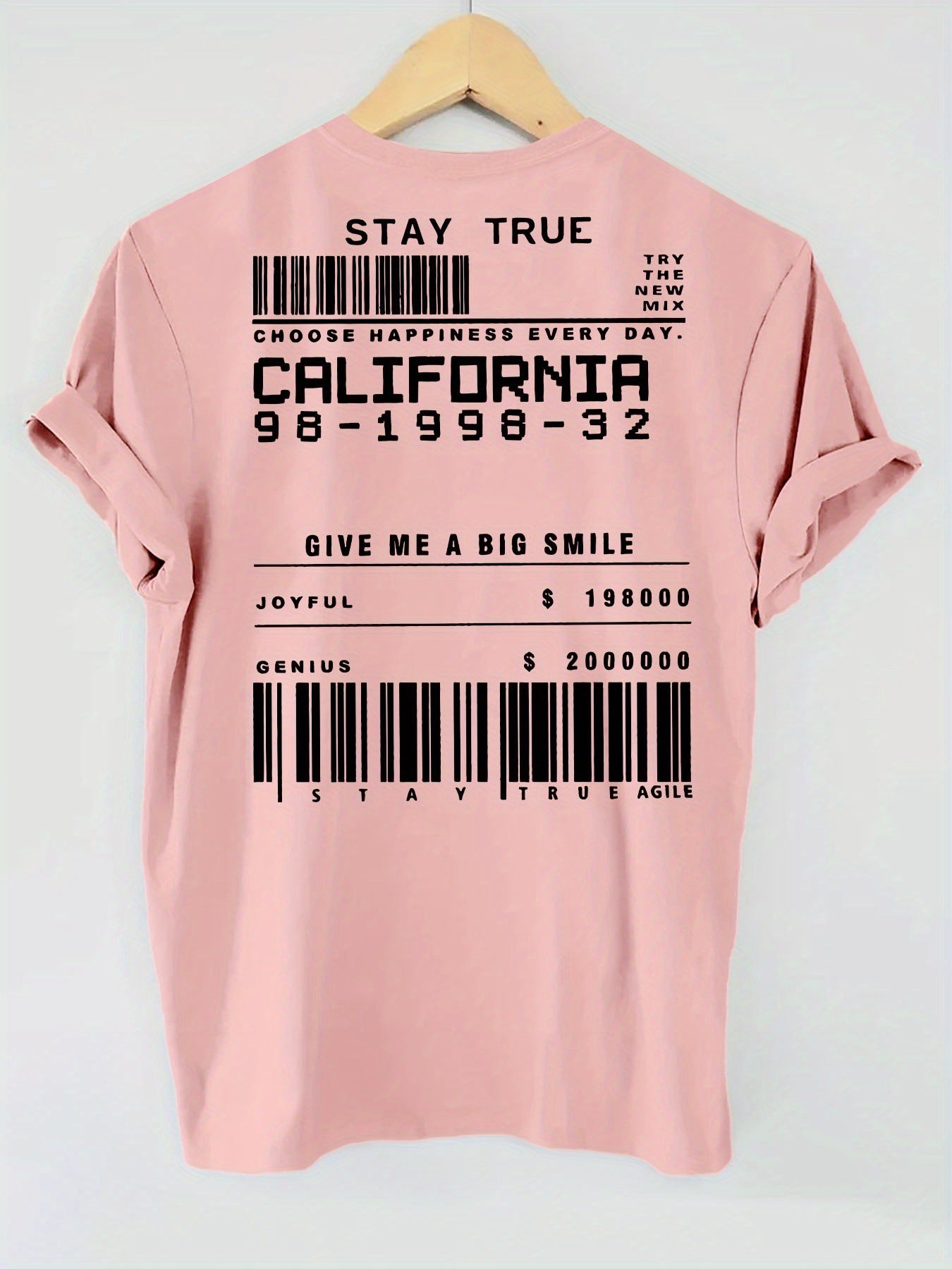 STAY TRUE Letter Print Short-sleeve Crew Neck