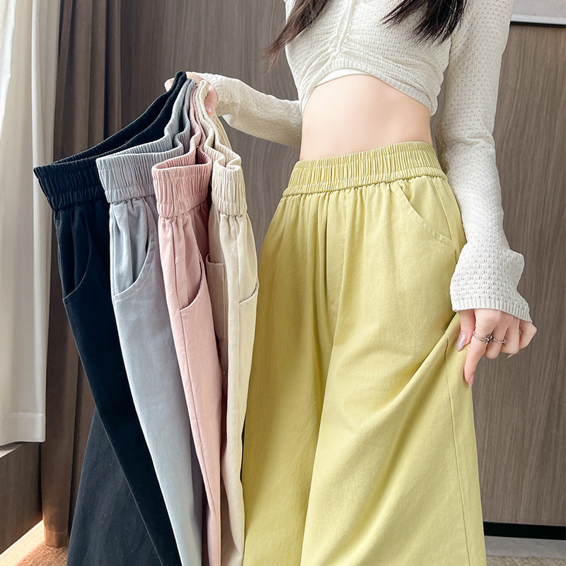 Women's Washed Cotton Lace Wide-leg Pants